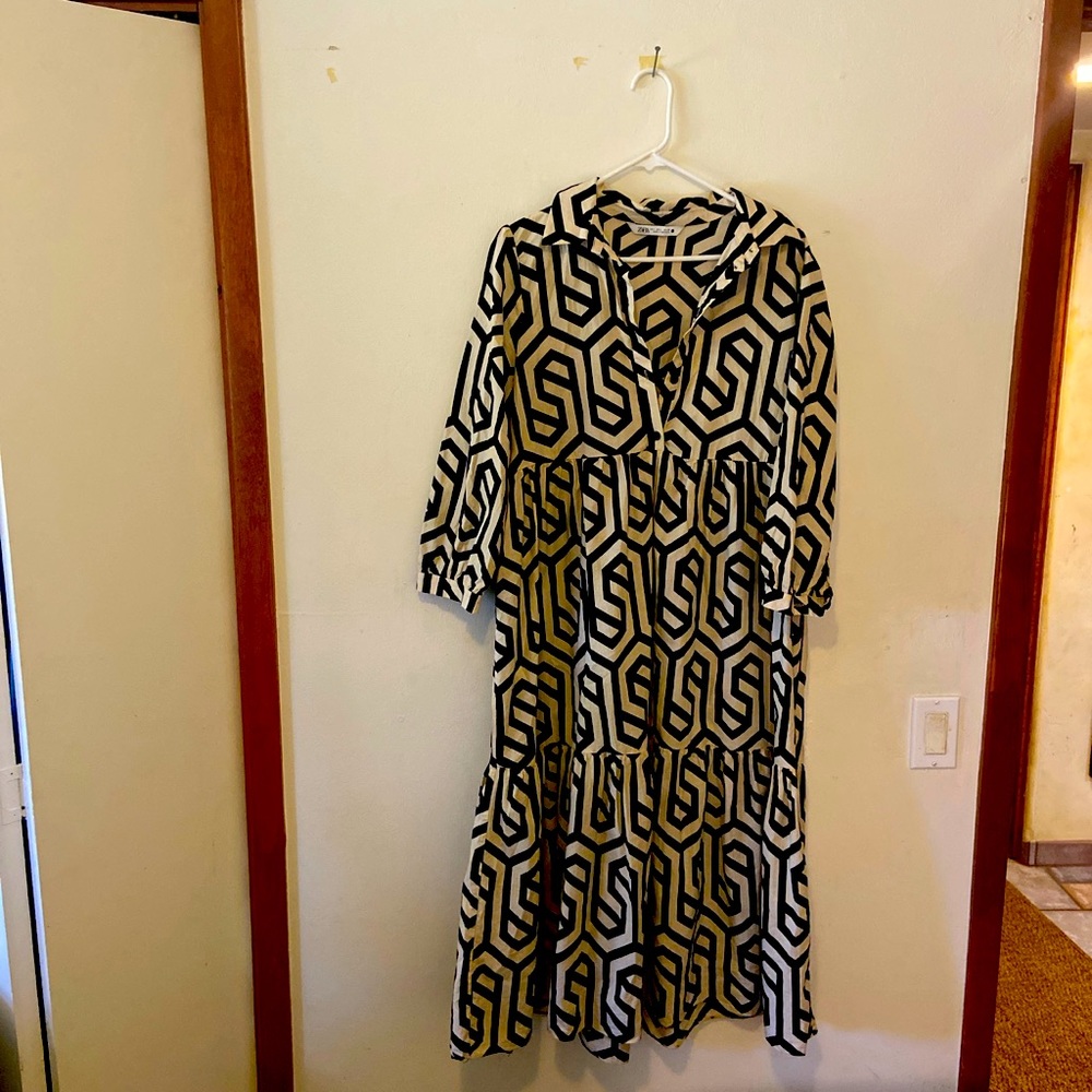 Zara geometric patter cotton summer dress